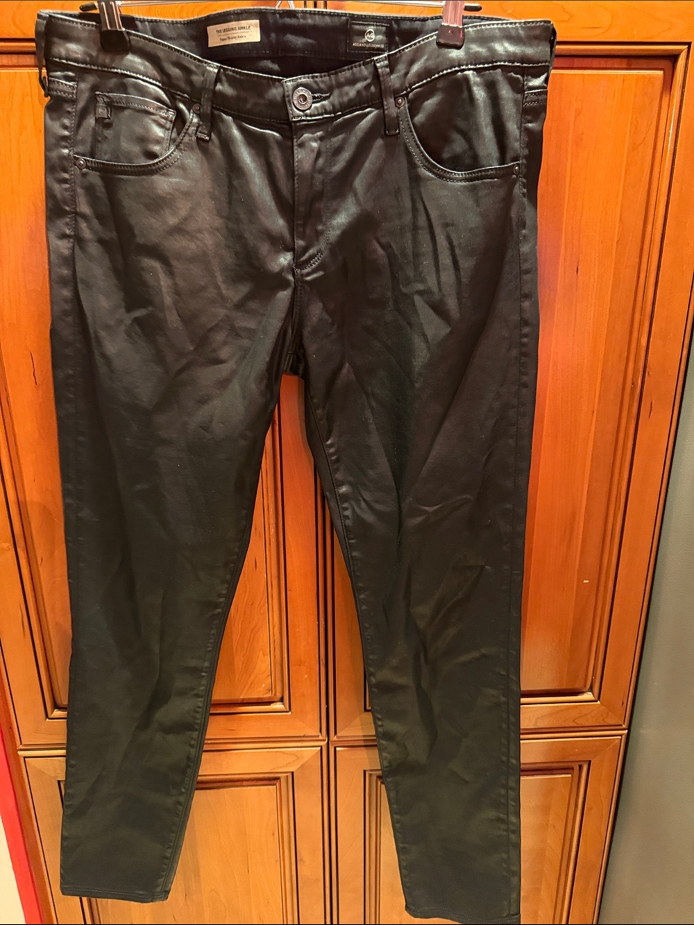 AG Adriano Goldschmied Black Coated Jeans with Branded Patch